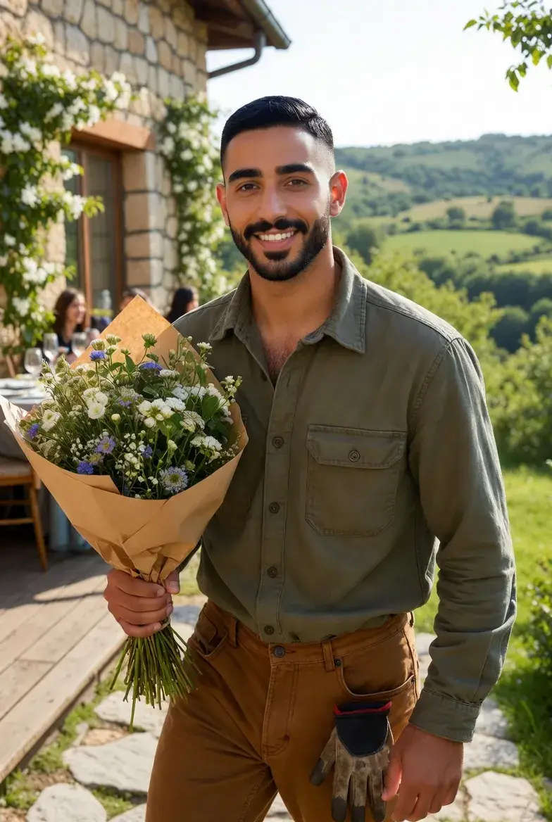 אורי כגנן מפתיע עם זר פרחי בר ביום הולדת בצימר