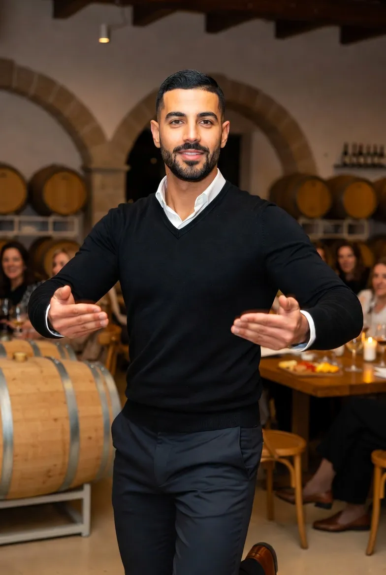 אורי במופע ריקוד אותנטי בערב יין ביקב בגליל