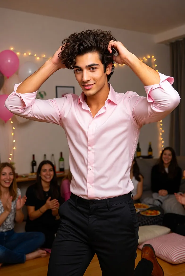 ניר במופע ריקוד רומנטי במסיבת רווקות בדירה