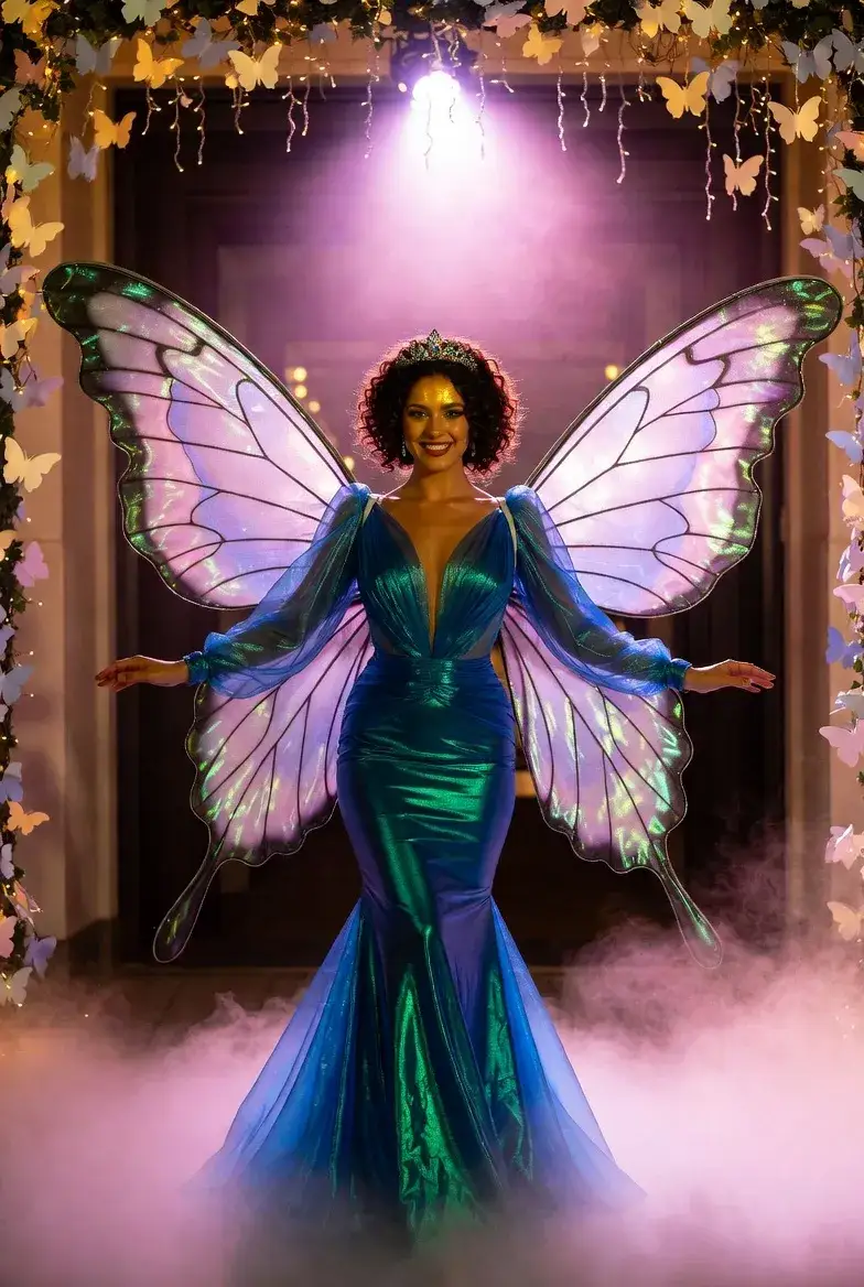 ג'אנל במופע אש ולד מרהיב עם להבות וכנפיי LED