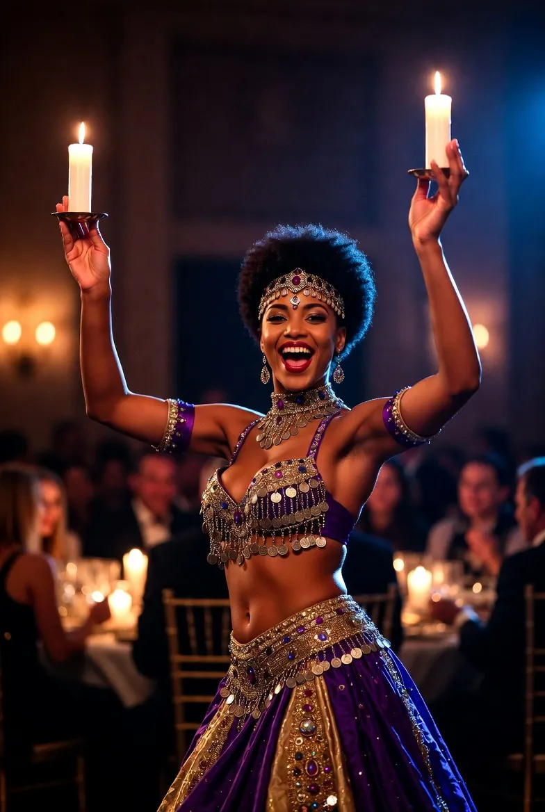 ליאן במופע ריקוד בטן מזרחי עם נרות בחתונה
